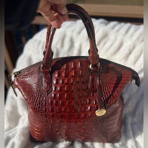 Brahmin Brown Leather Crocodile Embossed 
Satchel